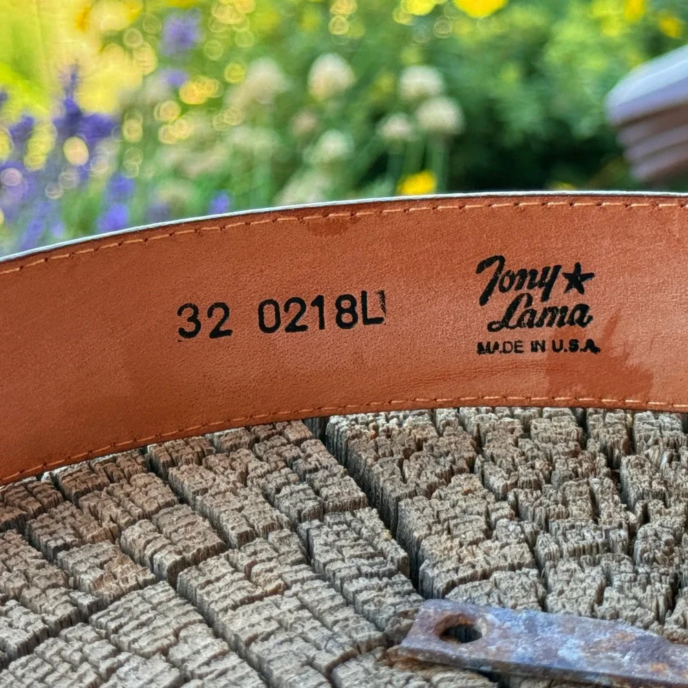 Vintage 1990s Tony Lama Made in USA Western Leather Belt